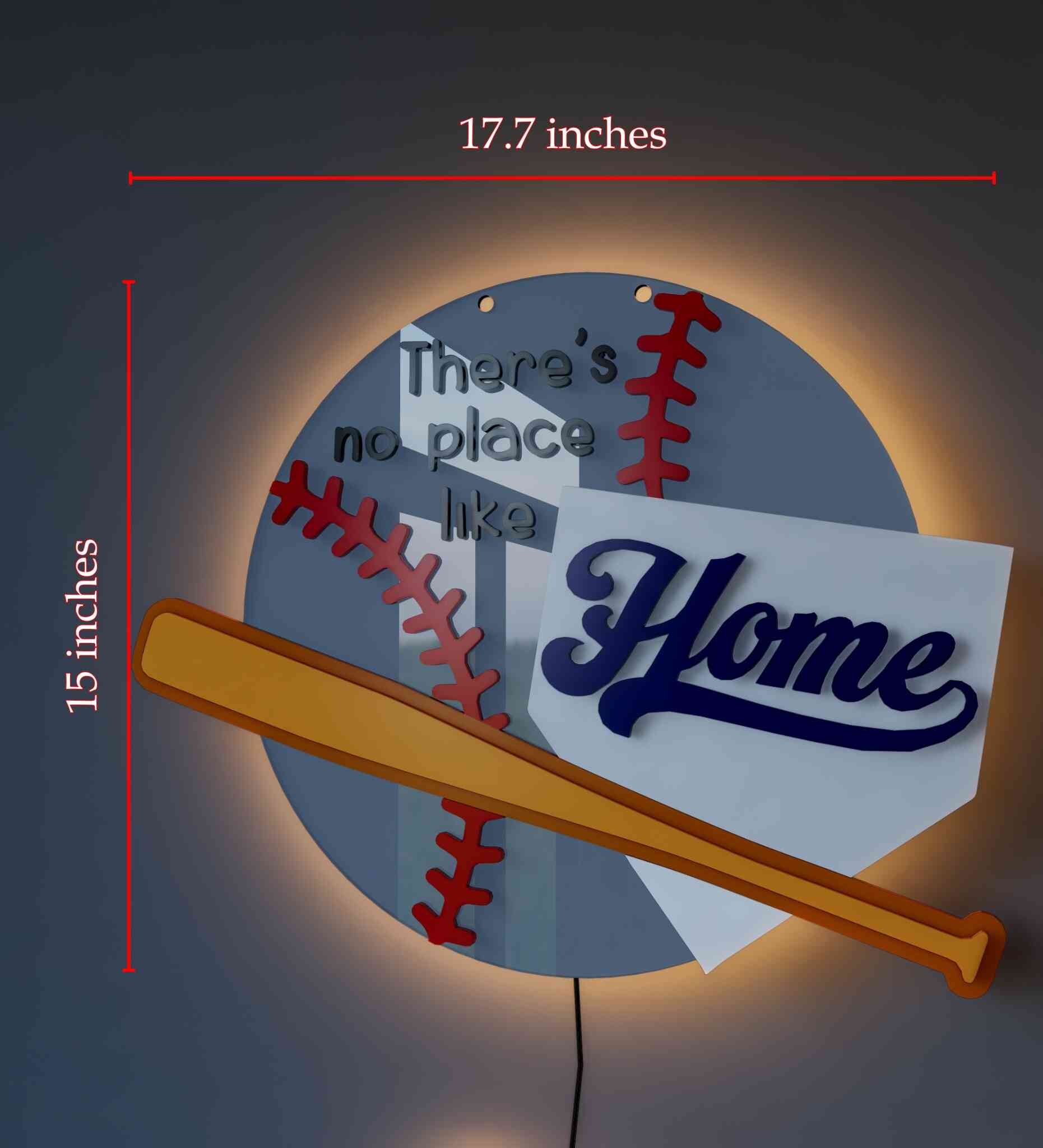 LED Baseball Door Sign 17.7x15 inches