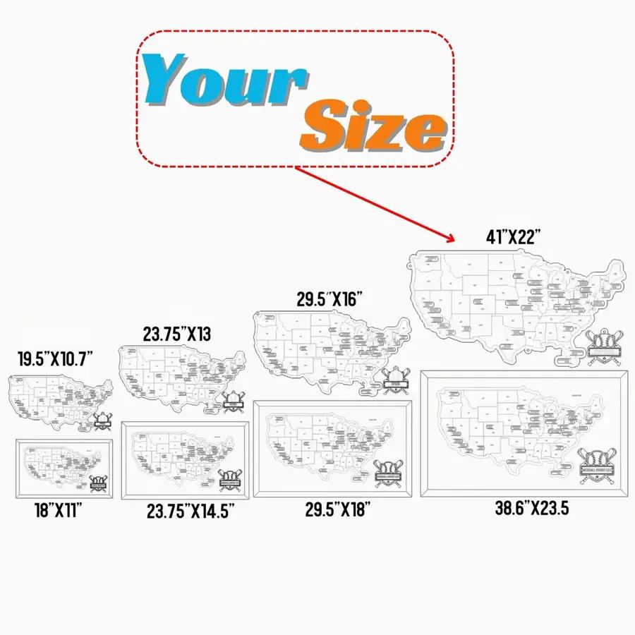 Baseball Stadium Map, MLB Stadium Map, Travel Home Decor 38.6" x 23.5"