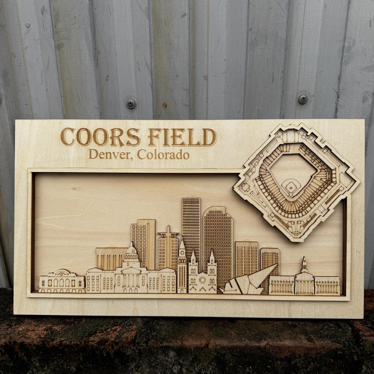 Coors Field & Denver, Colorado Skyline Wood Sign