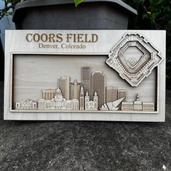 Coors Field & Denver, Colorado Skyline Wood Sign