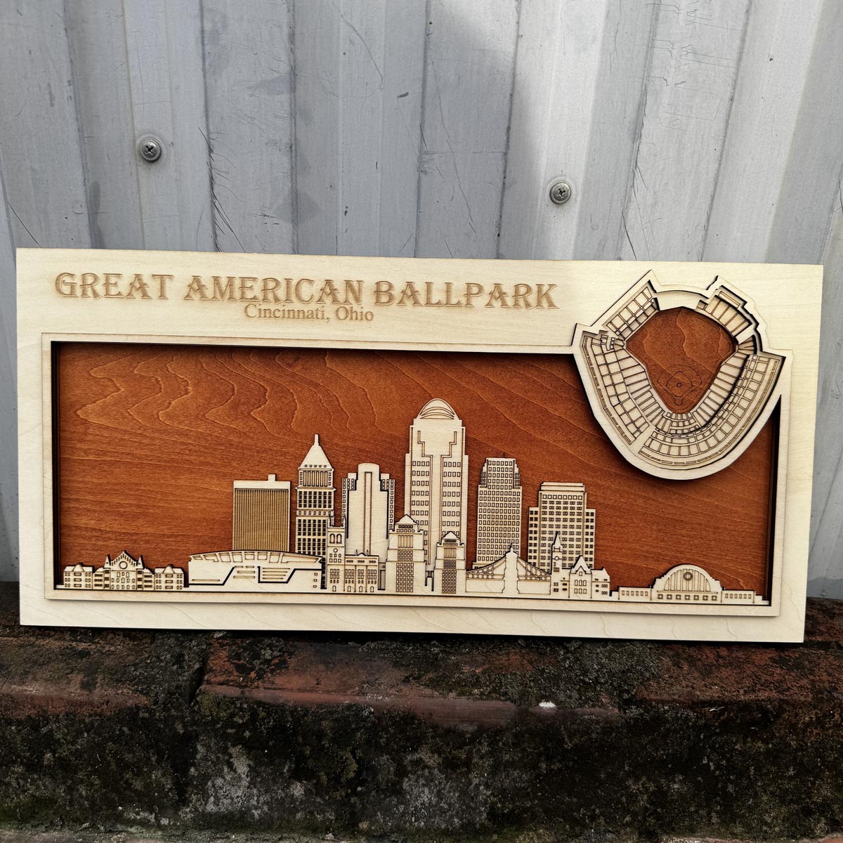 Great American Ballpark & Cincinnatti, Ohio Skyline Wood Sign