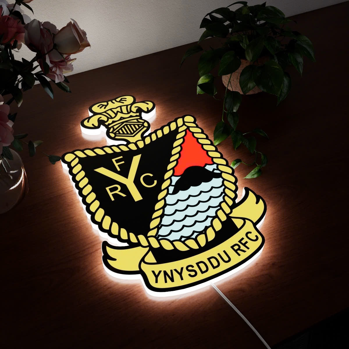 Ynysddu rfc badge LED Wall light