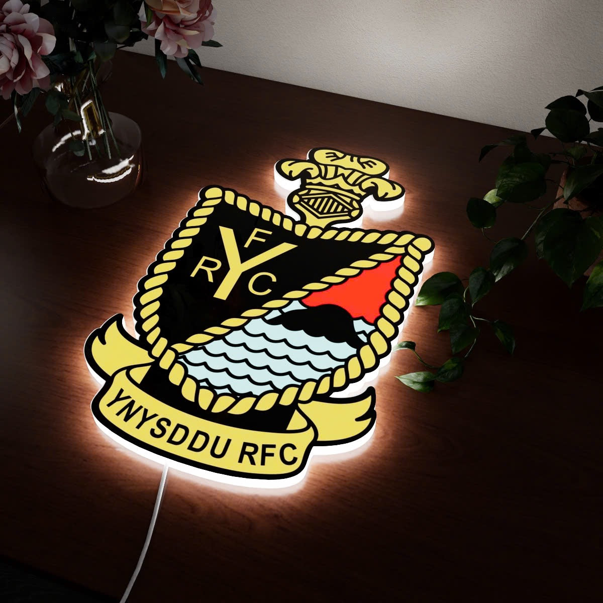 Ynysddu rfc badge LED Wall light