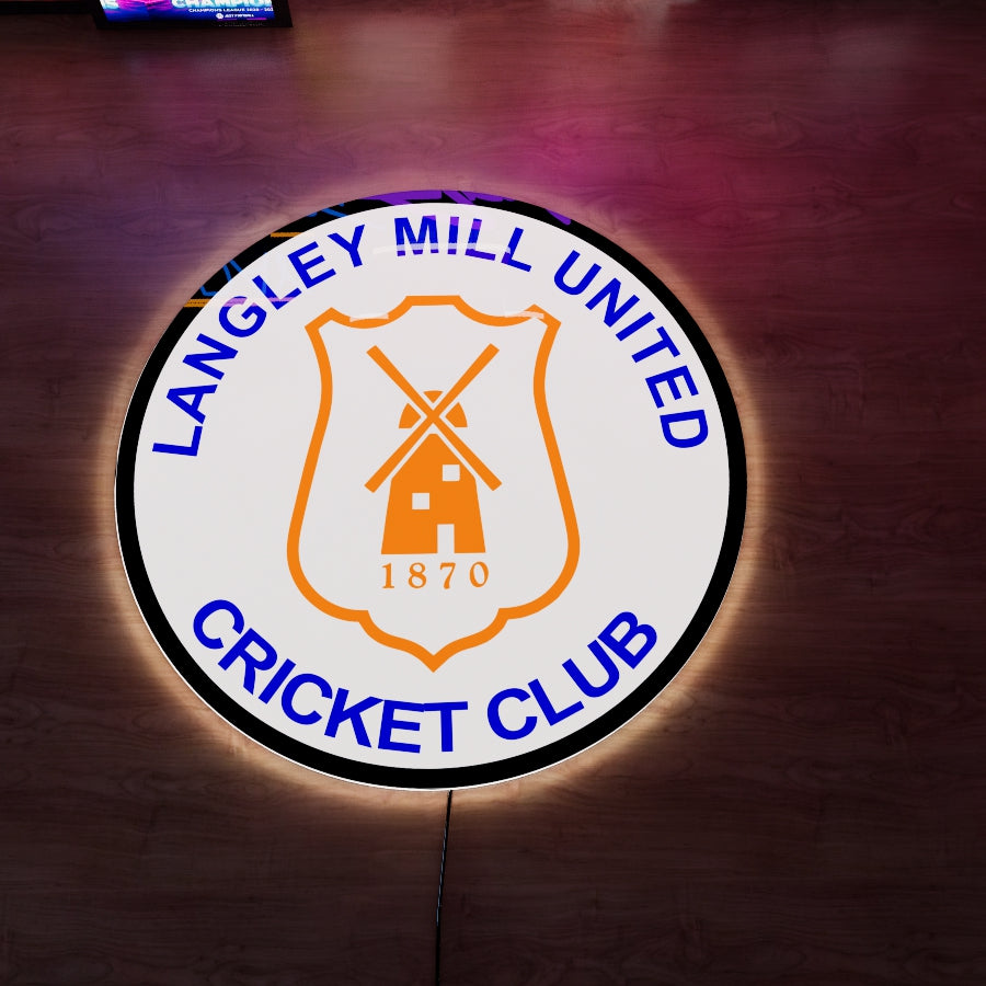 Langley Mill United Cricket Club Logo LED Wall light
