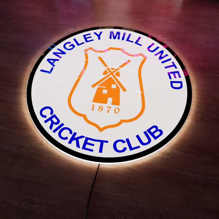 Langley Mill United Cricket Club Logo LED Wall light