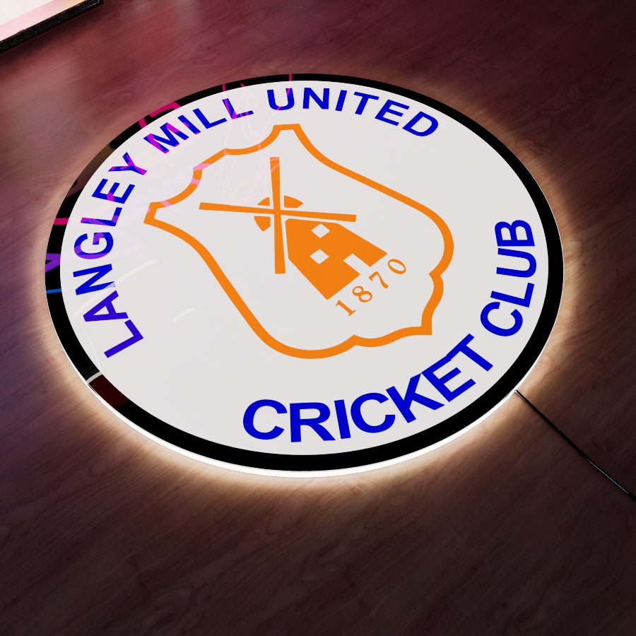 Langley Mill United Cricket Club Logo LED Wall light