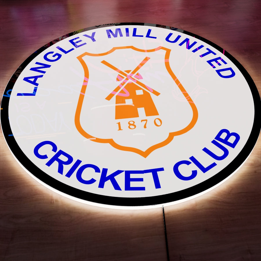 Langley Mill United Cricket Club Logo LED Wall light