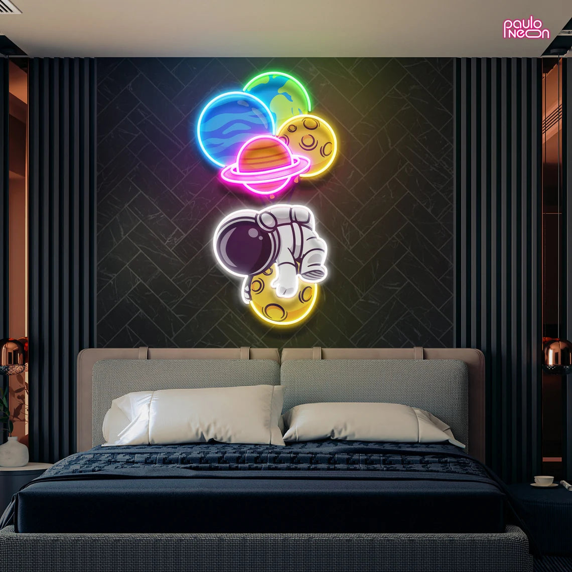 Neon Sign Balloon Astronaut, Custom Artwork