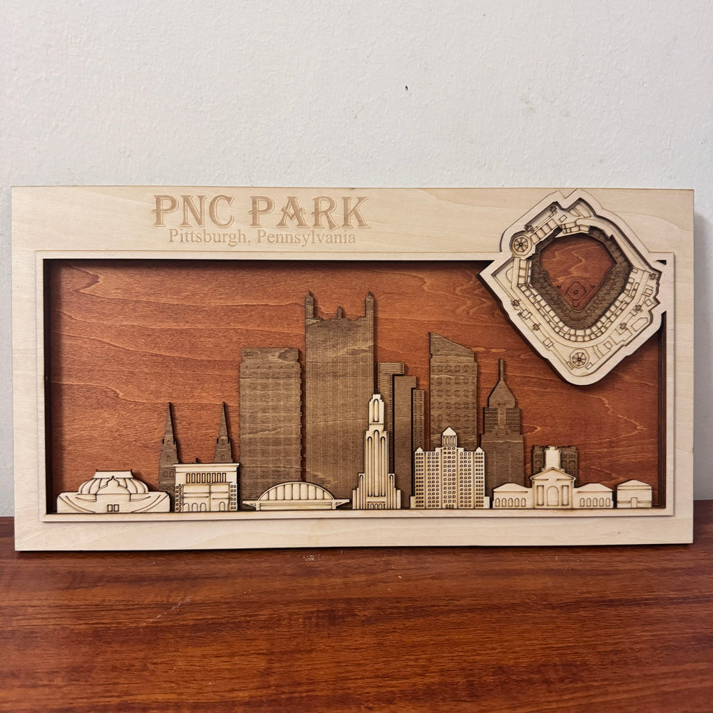 PNC Park & Pittsburgh, Pennsylvania Skyline Wood Sign