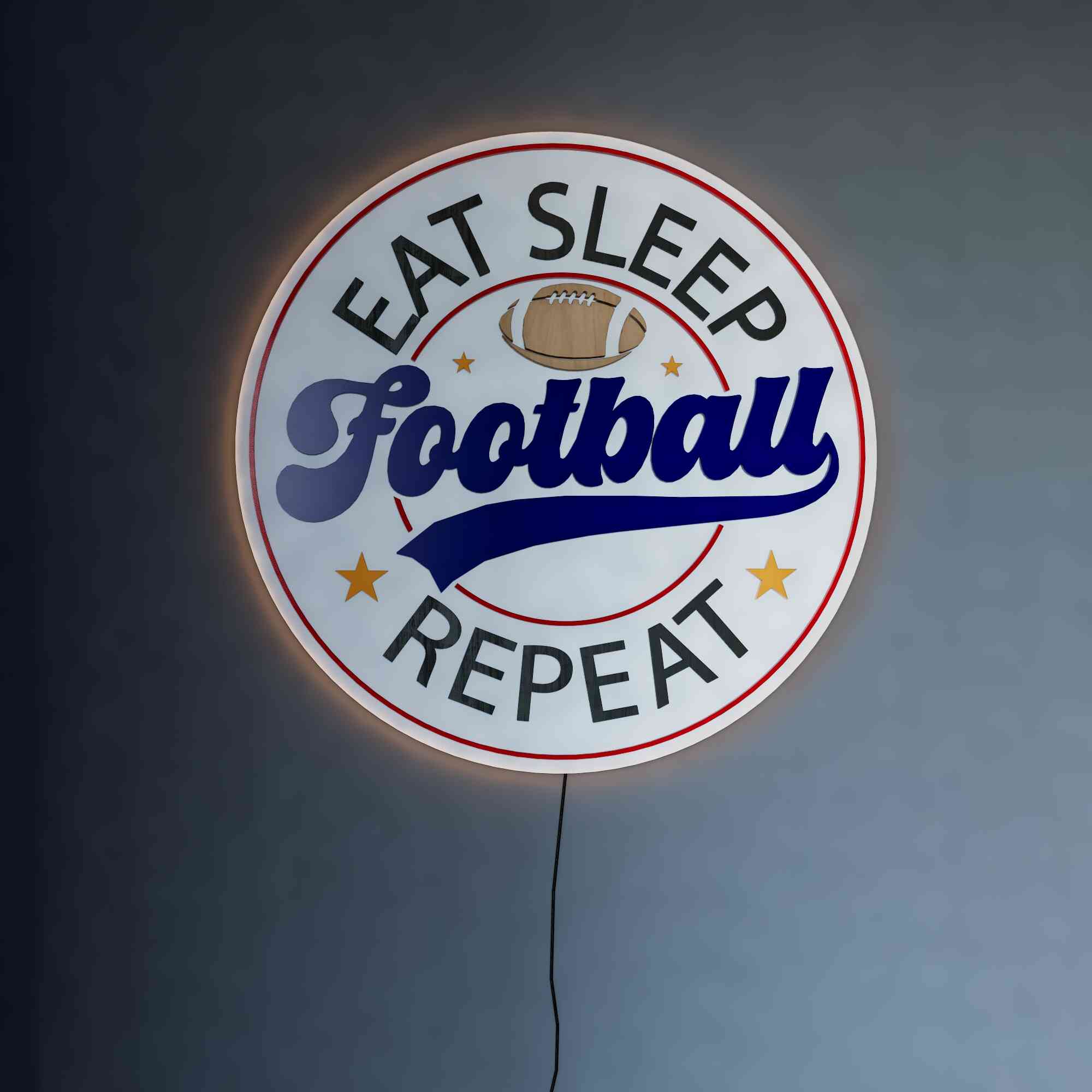 Wooden LED Football Door Sign Jesus Football Family 15.7 inches
