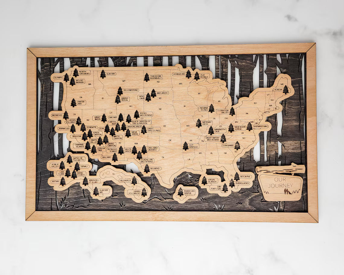 National Parks Map, Gift for Travelers, US National Parks Map