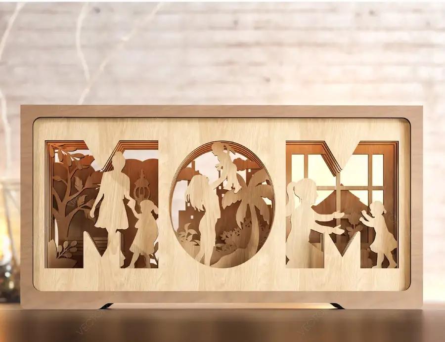 Multilayer Standing Mom and daughter Shape Happy Mother’s Day Gift for Mom