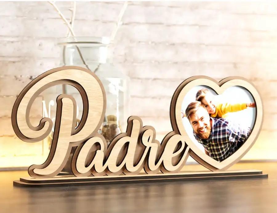 Standing Dad Text with Heart Shape Photo Frame Happy Father’s Day Gift