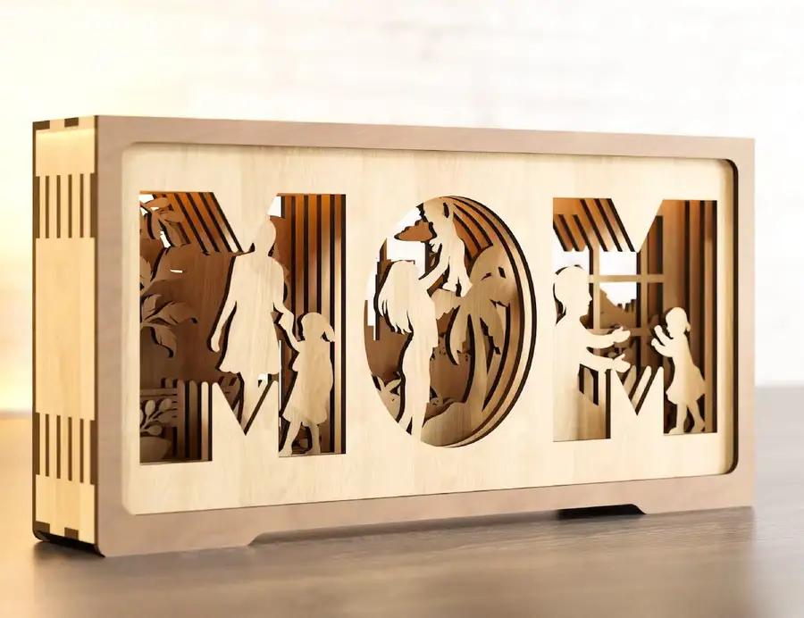 Multilayer Standing Mom and daughter Shape Happy Mother’s Day Gift for Mom