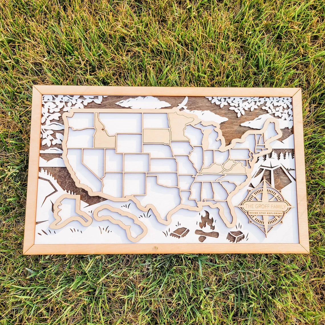 United States Map, Gift for Travelers, US Map Checklist Camping