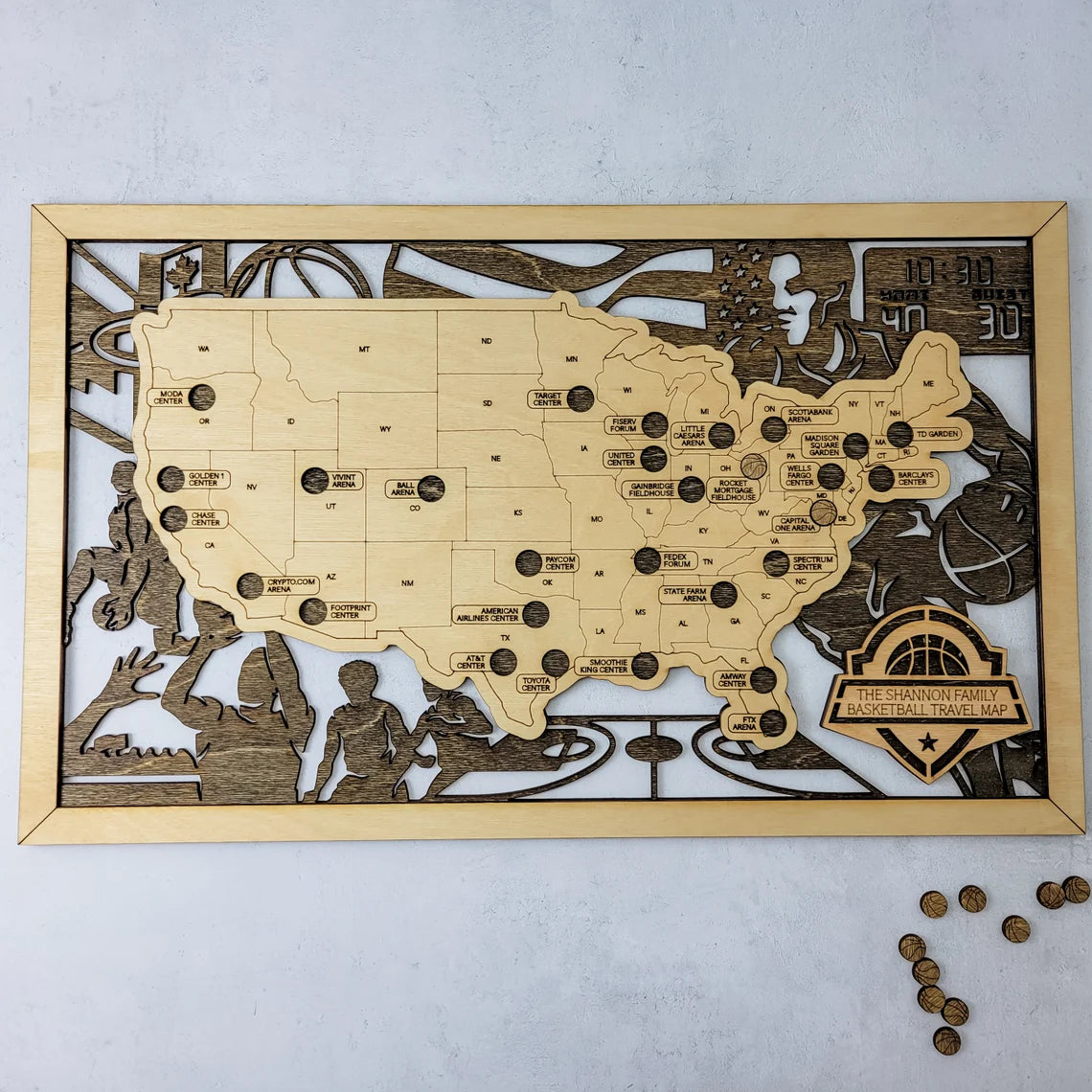 Basketball Stadium Map, Wood Map, Retirement Bucket List