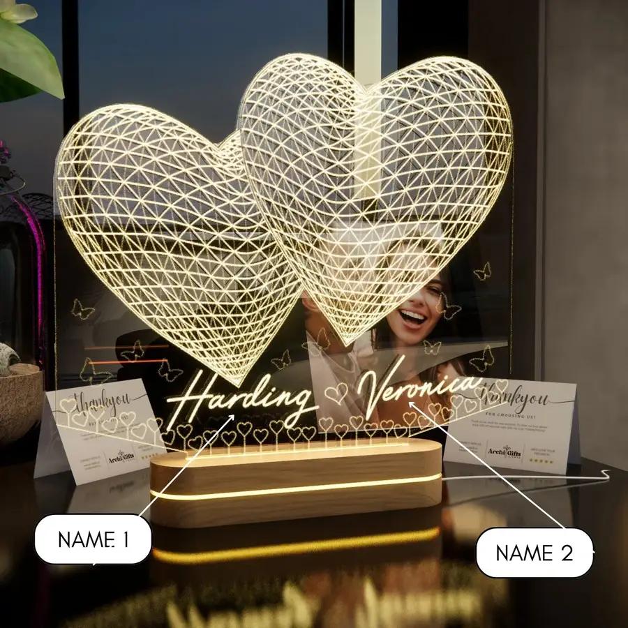Personalized Heart-shaped Bedside Lamp - N03