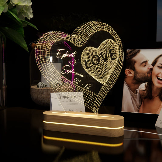 Personalized Heart-shaped Bedside Lamp - N02