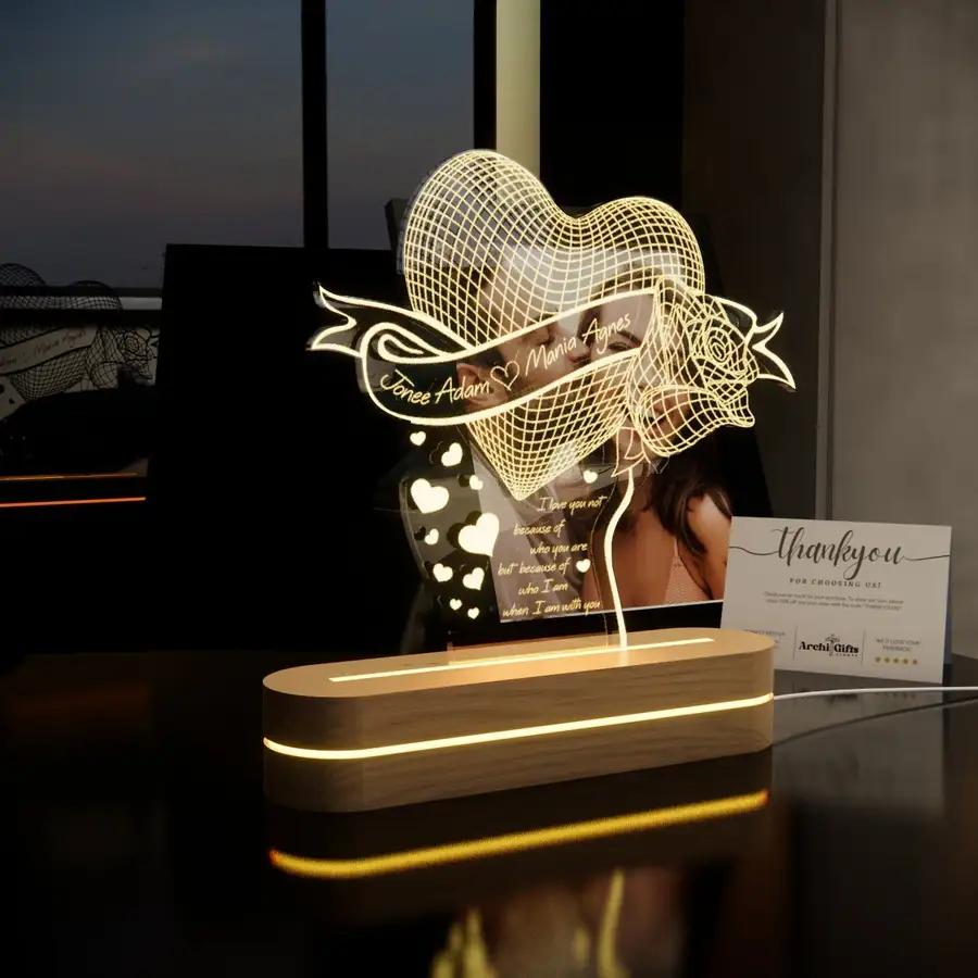 Personalized Heart-shaped Bedside Lamp - N01