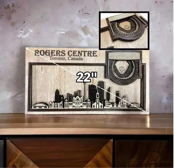 Rogers Centre & Toronto, Canada Skyline Wood Sign