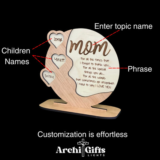 Mother's Day Personalized Cherrywood - Acrylic - Birch wood Plaque