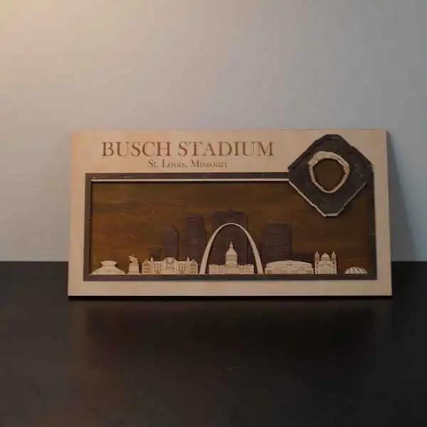 Busch Stadium & St. Louis Cardinals, Missouri Skyline Wood Sign