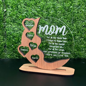 Mother's Day Personalized Cherrywood - Acrylic - Birch wood Plaque Acrylic Phrase 1 Mom