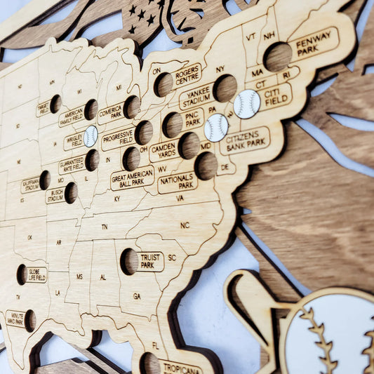 Baseball Stadium Map, MLB Stadium Map, Travel Home Decor