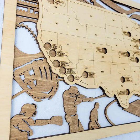 Baseball Stadium Map, MLB Stadium Map, Travel Home Decor