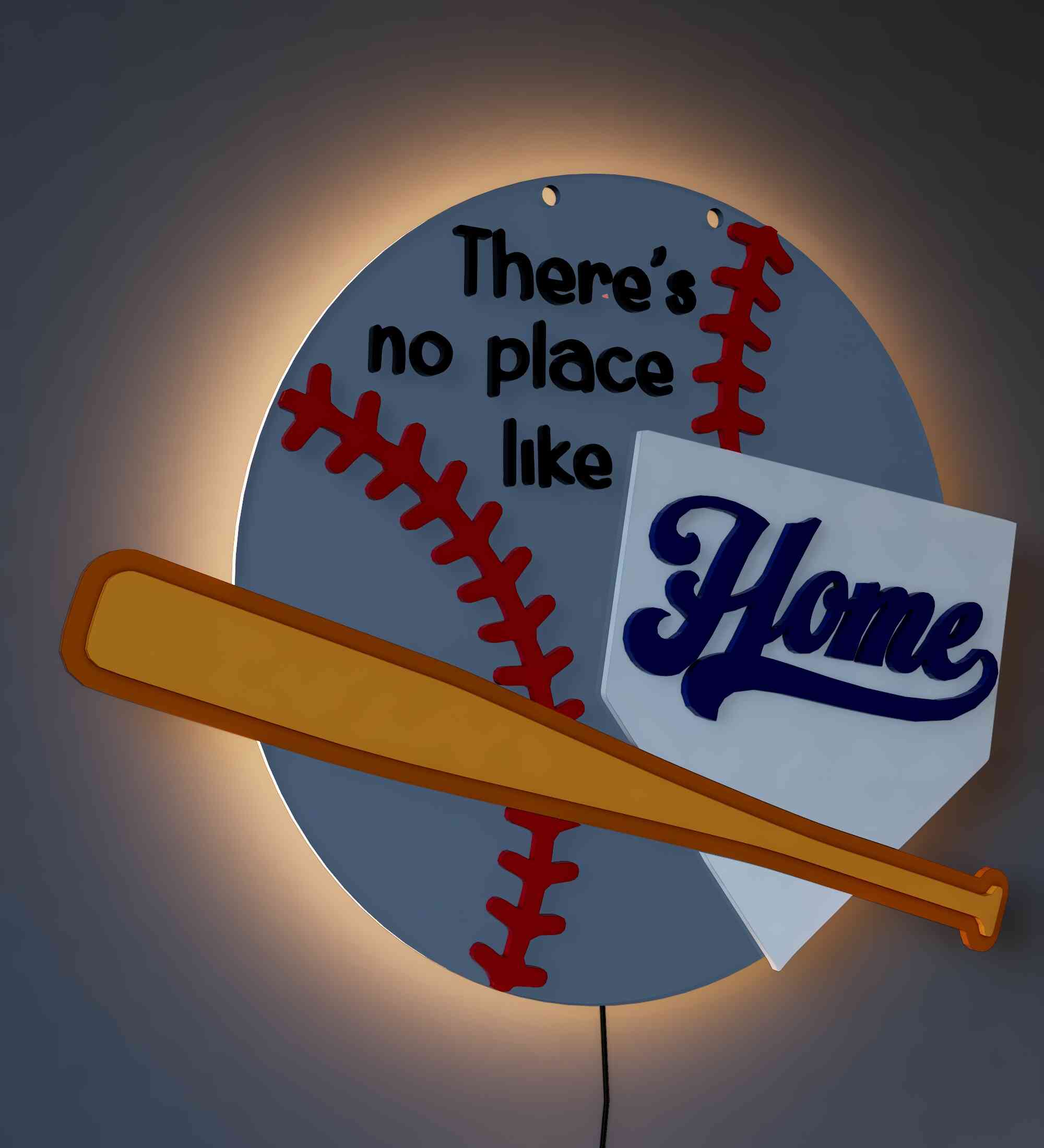 LED Baseball Door Sign 17.7x15 inches