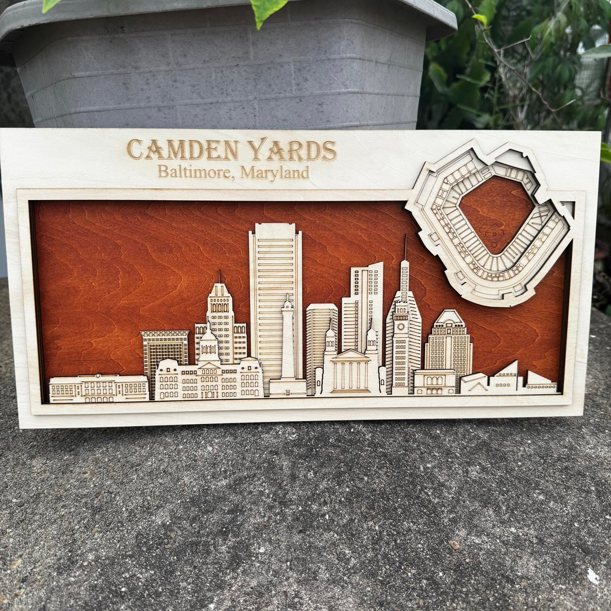 Camden Yards & Baltimore, Maryland Skyline Wood Sign