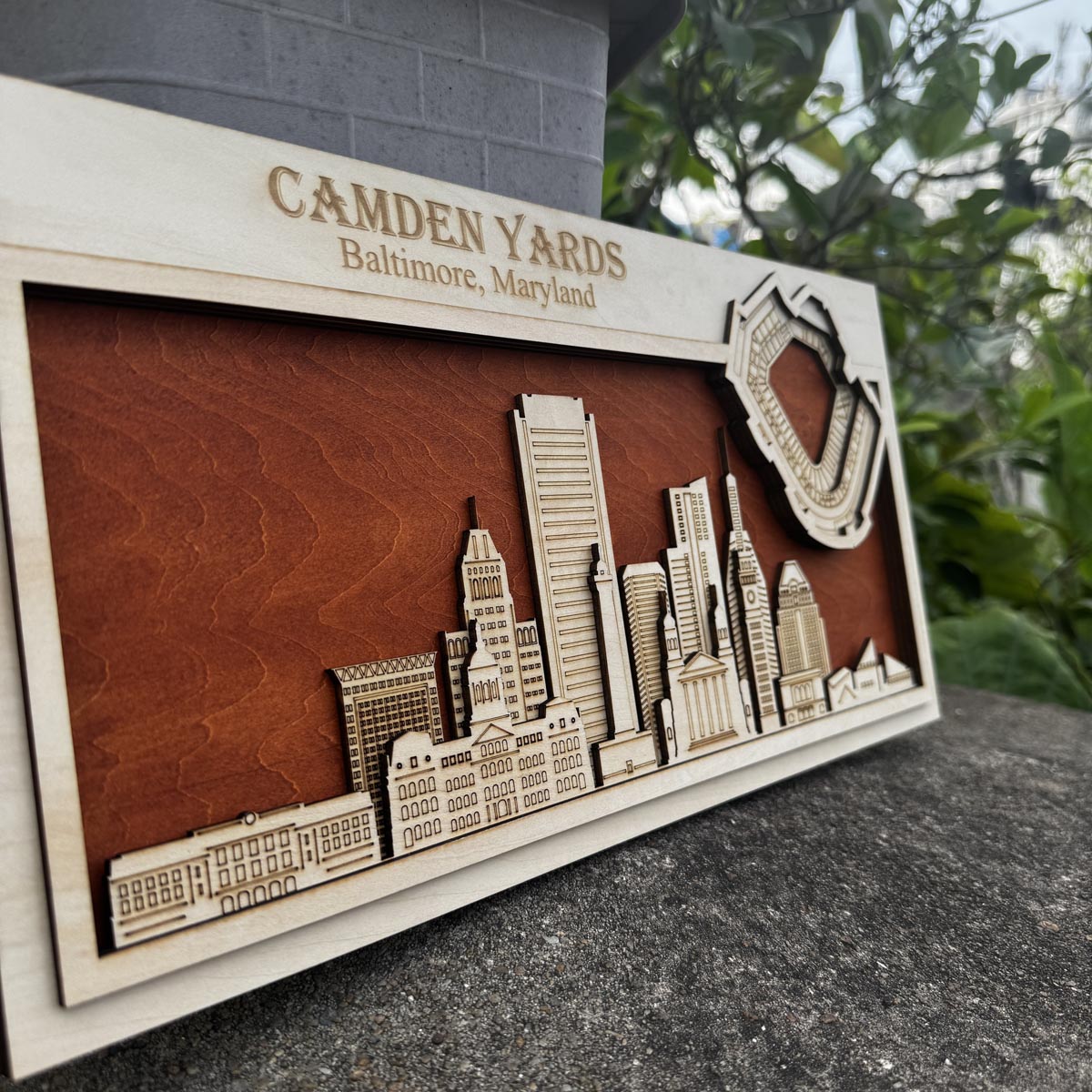 Camden Yards & Baltimore, Maryland Skyline Wood Sign