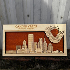 Camden Yards & Baltimore, Maryland Skyline Wood Sign