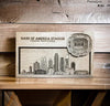 Charlotte, North Carolina Skyline and 3D Stadium Wood Sign