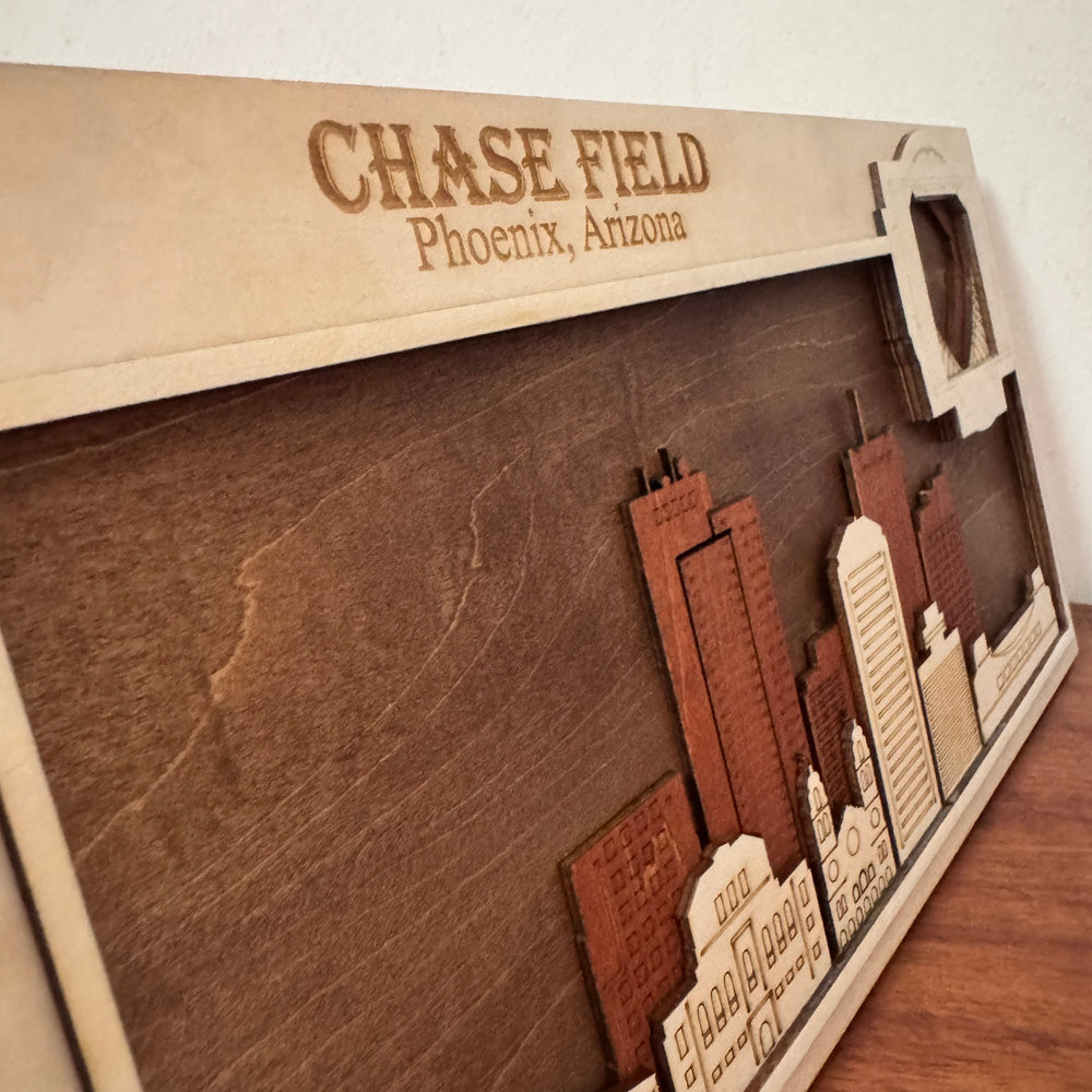 Chase Field & Phoenix, Arizona Skyline Wood Sign