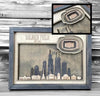 Chicago, Illinois Skyline and 3D Football Stadium Wood Sign