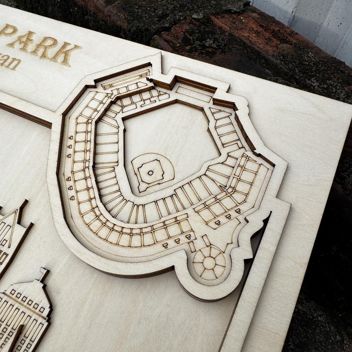 ComericaPark & Detroit, Michigan Skyline Wood Sign