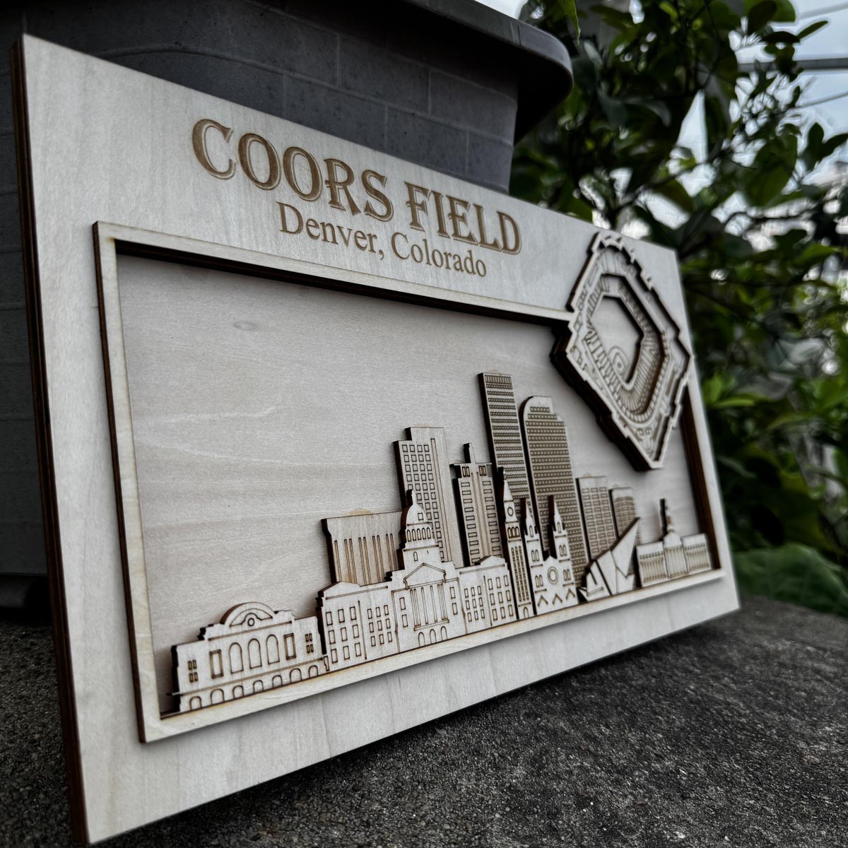 Coors Field & Denver, Colorado Skyline Wood Sign