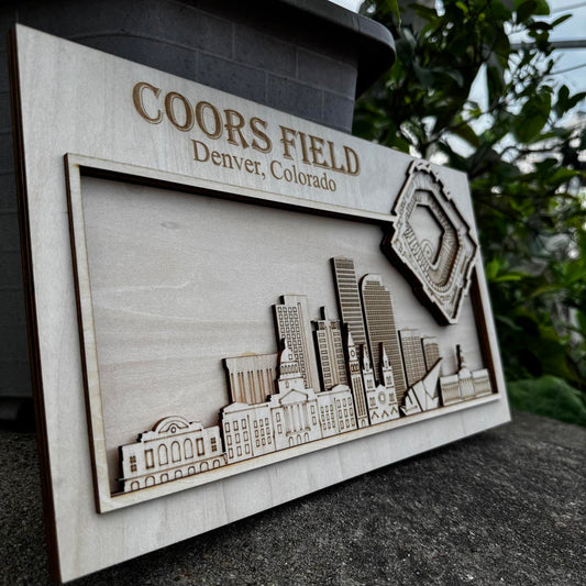 Coors Field & Denver, Colorado Skyline Wood Sign
