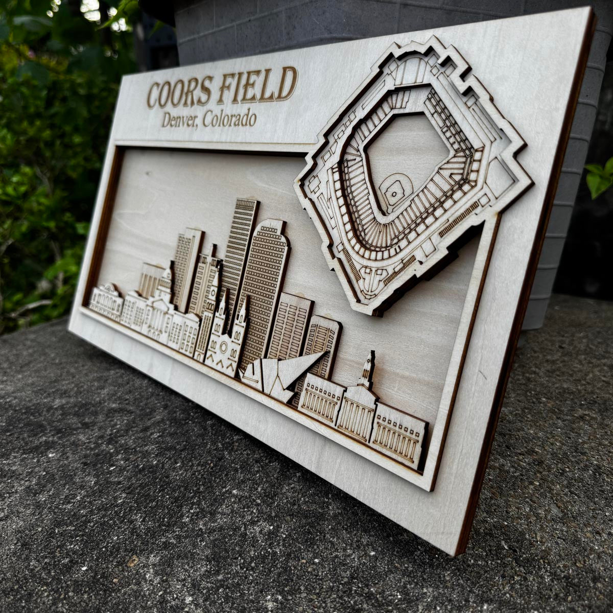 Coors Field & Denver, Colorado Skyline Wood Sign
