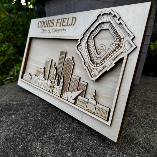 Coors Field & Denver, Colorado Skyline Wood Sign