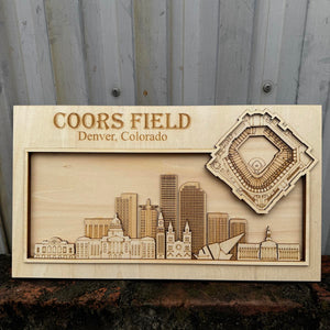 Coors Field & Denver, Colorado Skyline Wood Sign