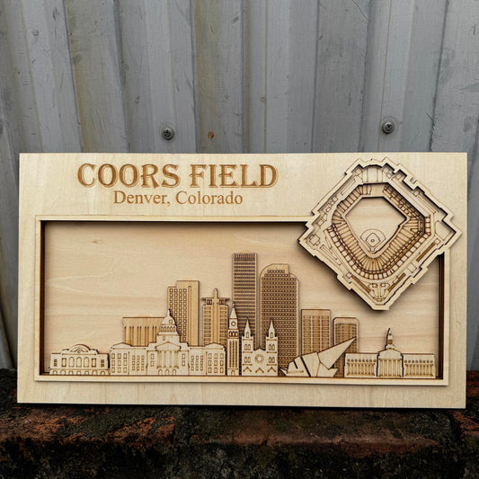 Coors Field & Denver, Colorado Skyline Wood Sign