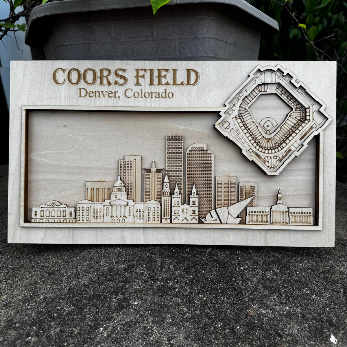 Coors Field & Denver, Colorado Skyline Wood Sign