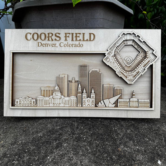 Coors Field & Denver, Colorado Skyline Wood Sign