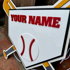 Customized Wooden LED Baseball Sign Featuring Your Name 17.7x15 inches