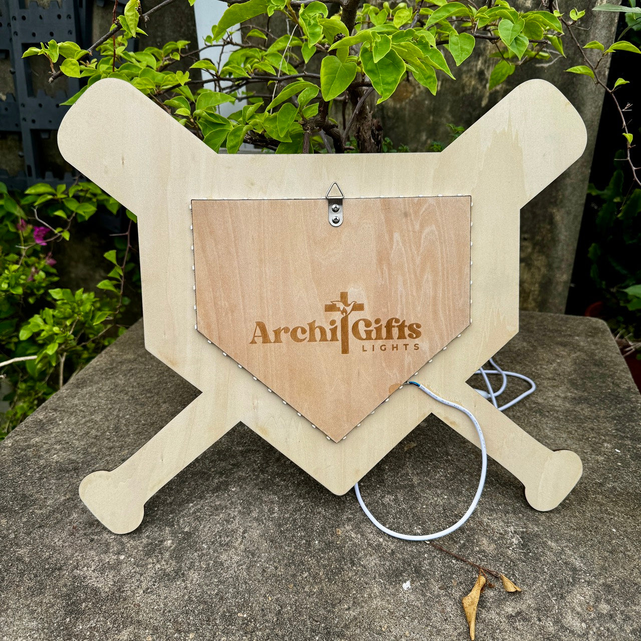 Customized Wooden LED Baseball Sign Featuring Your Name 17.7x15 inches