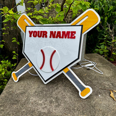 Customized Wooden LED Baseball Sign Featuring Your Name 17.7x15 inches