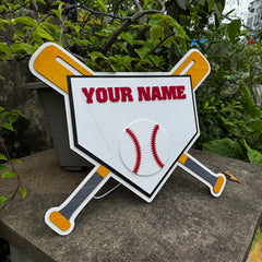 Customized Wooden LED Baseball Sign Featuring Your Name 17.7x15 inches