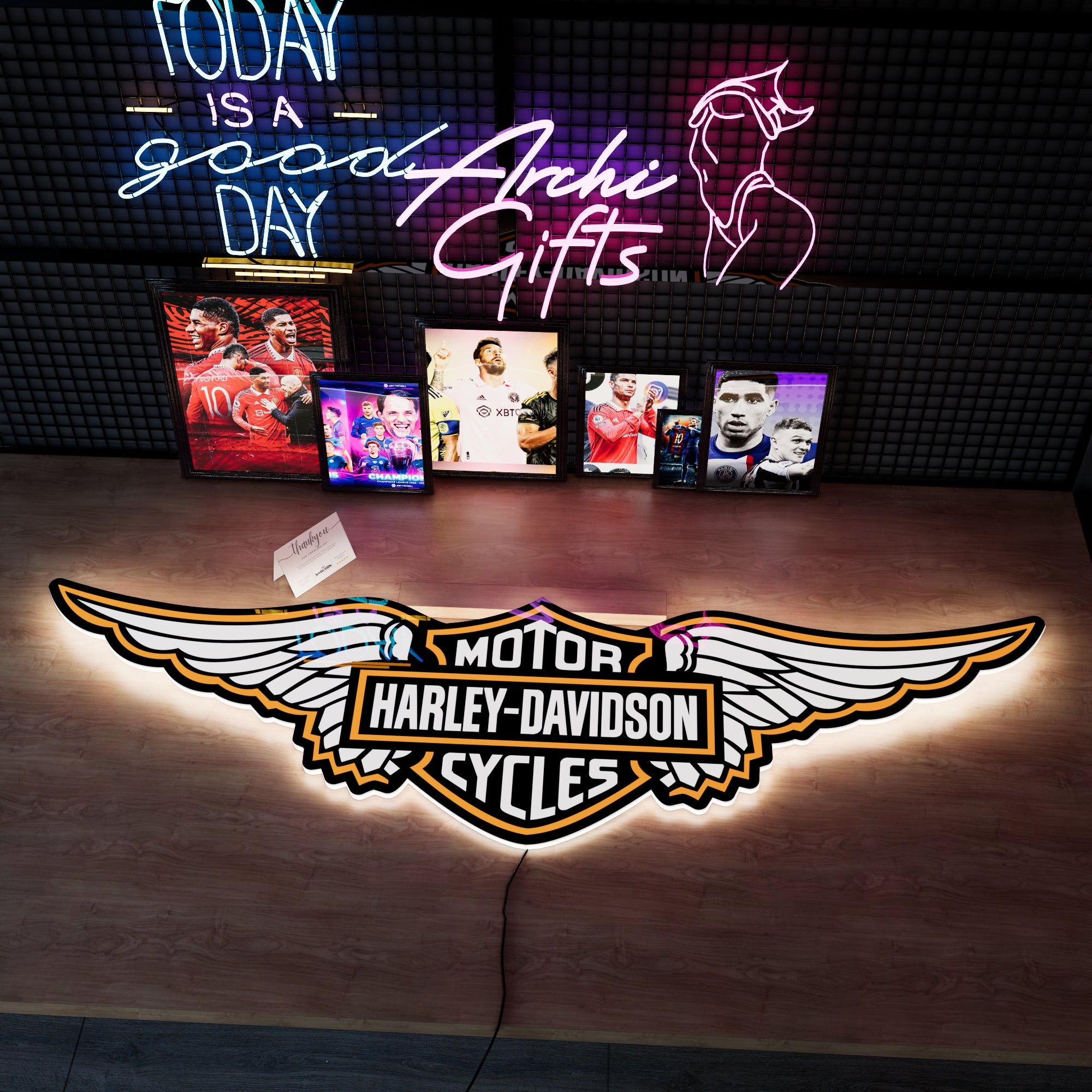 Harley Davidson Logo Wall LED Style 4